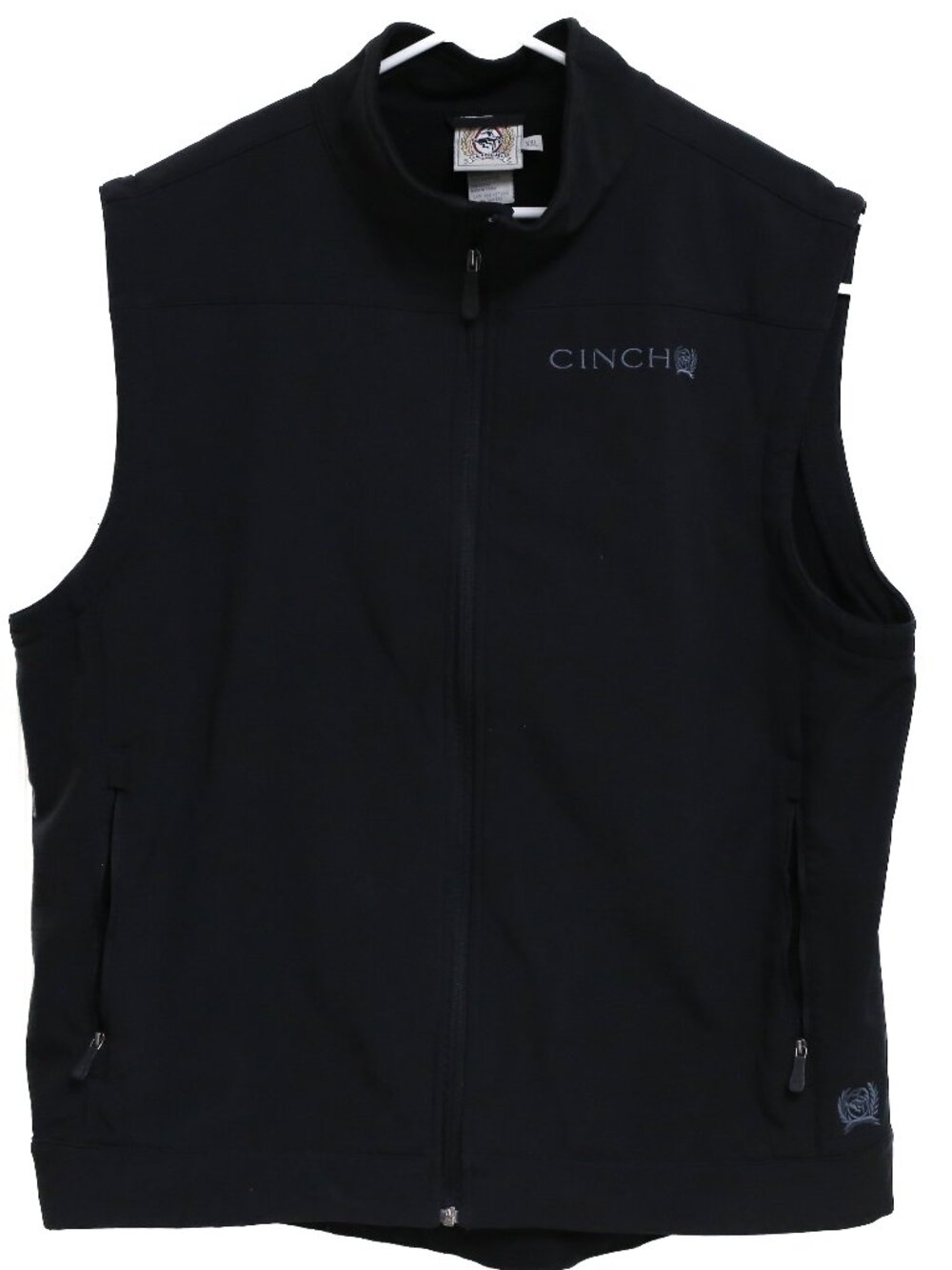 Cinch Men Jacket 2XL Black Embroidered Vest Plaid Fleece Lined Western MINT EUC
